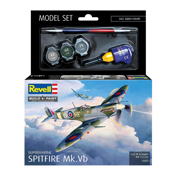 ماکت جنگنده ریول مدل Spitfire MK.Vb مقیاس 1:72 کد 03897 با کیت رنگ آمیزی