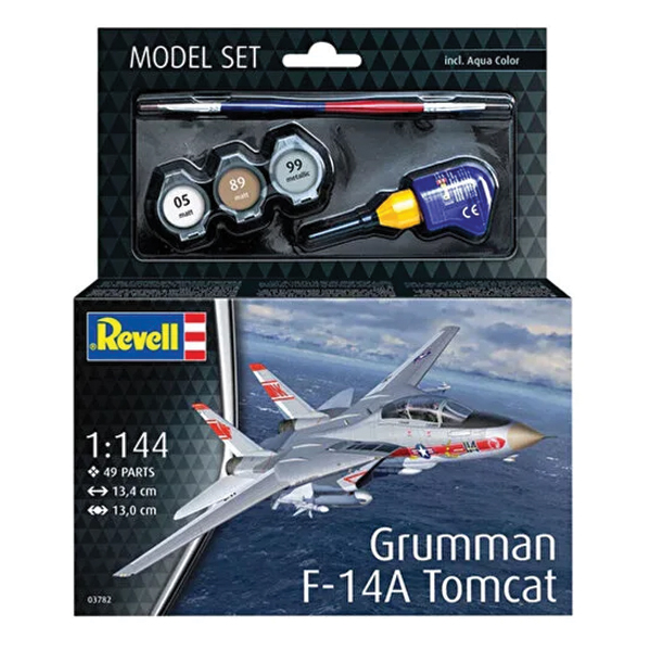 ماکت جنگنده ریول مدل Grumman F-14A Tomcat مقیاس 1:144 کد 03782 با کیت رنگ آمیزی