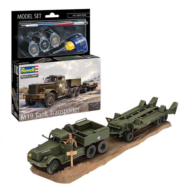ماکت وسیله نقلیه نظامی ریول مدل M19 Tank Transporter مقیاس 1:76 کد 03364 با کیت رنگ آمیزی