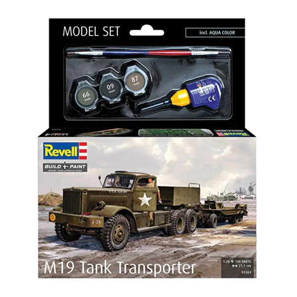 ماکت وسیله نقلیه نظامی ریول مدل M19 Tank Transporter مقیاس 1:76 کد 03364 با کیت رنگ آمیزی