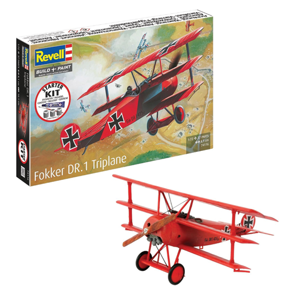 ماکت جنگنده ریول مدل Fokker DR.1 Triplane مقیاس 1:72 کد 74116