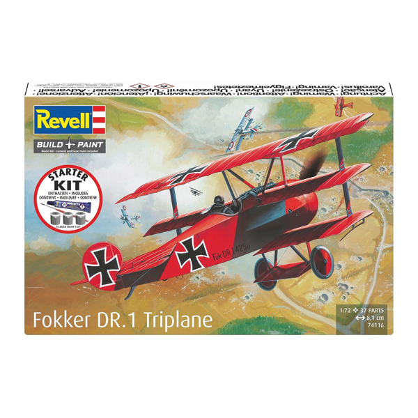 ماکت جنگنده ریول مدل Fokker DR.1 Triplane مقیاس 1:72 کد 74116