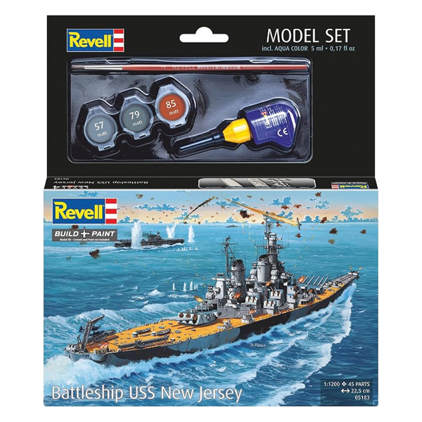 ماکت کشتی ریول مدل USS New Jersey مقیاس 1:200 کد 05183 با کیت رنگ آمیزی