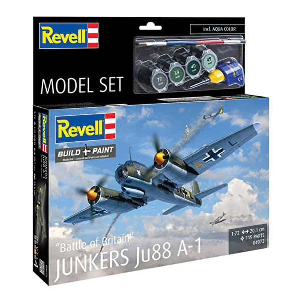 ماکت جنگنده ریول مدل Junkers Ju88 A-1 مقیاس 1:72 کد 04972 با کیت رنگ آمیزی