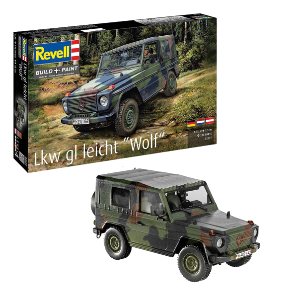 ماکت ماشین نظامی ریول مدل Lkw gl leicht Wolf مقیاس 1:35 کد 03277 با کیت رنگ آمیزی