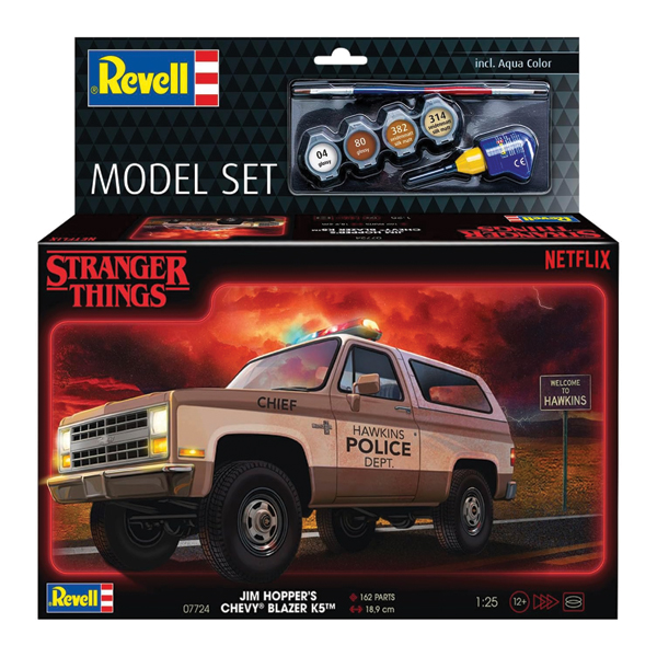 ماکت ماشین ریول مدل Jim Hopper s Chevy Blazer K5 Stranger Things مقیاس 1:25 کد 07724 با کیت رنگ امیزی