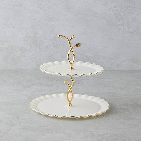 شیرینی خوری دو طبقه انگلیش هوم مدل Lustre Glass