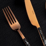 سرویس قاشق، چنگال و کارد 6 نفره 36 پارچه نهیر مدل Bronz مرمر مشکی