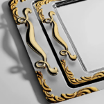 سینی استیل نهیر مدل Lalezar طلایی