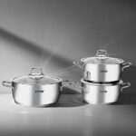سرویس قابلمه 6 پارچه نهیر مدل Silver Classic سایز 16، 18 و 20