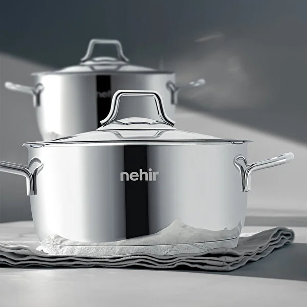 سرویس قابلمه 8 پارچه نهیر مدل Silver Classic سایز 18، 20 و 24