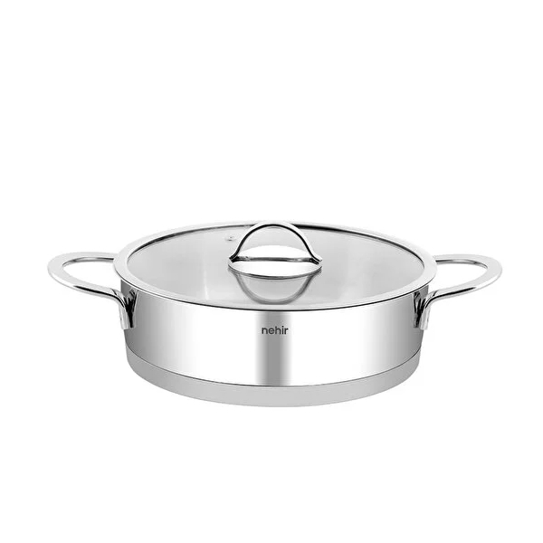 قابلمه کم عمق استیل 24 سانتی متر نهیر مدل Silver Trend