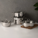 سرویس قابلمه استیل 8 پارچه نهیر مدل Silver Klasik Bombeli