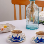 سرویس قهوه خوری 2 نفره امسان مدل Wildflowers آبی
