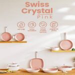 قابلمه سرامیکی سایز 20 امسان مدل Swiss Crystal صورتی