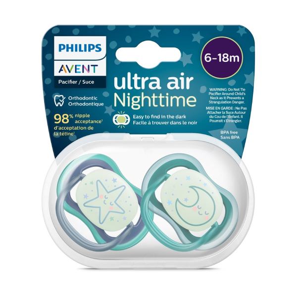 ست پستانک دو عددی اونت مدل Ultra Air Nighttime SCF376/13