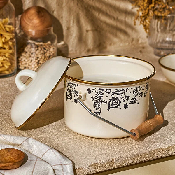 قابلمه گود لعابی سایز 16 امسان مدل Artisan بژ
