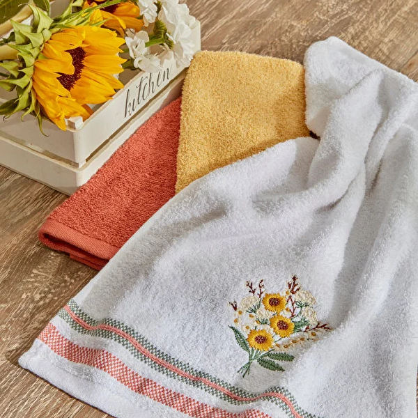 ست 3 عددی حوله صورت 30 × 50 سانتی متر کاراجا هوم مدل Sunflower