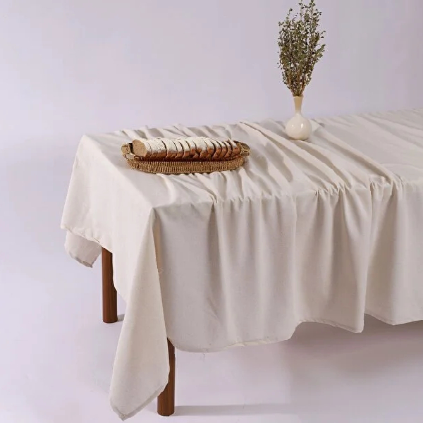 رومیزی ساده 100 × 100 سانتی متر کتان و پنبه ارگانیک کامیز