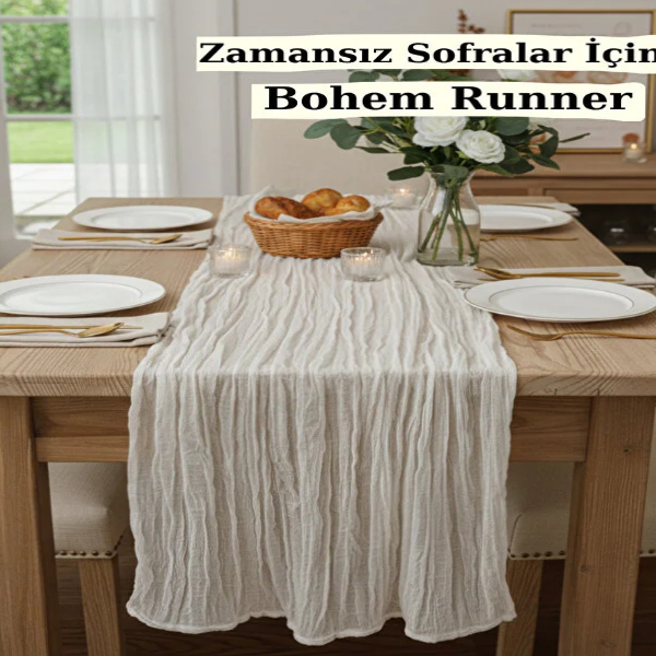 رانر 90 × 200 سانتی متر 100٪ پنبه کامیز مدل Bohem سفید