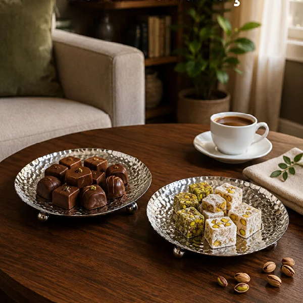 سینی پذیرایی فلزی 2 عددی 14 سانتی متر وینو