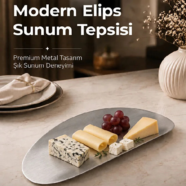 سینی پذیرایی فلزی 30 سانتی متر وینو مدل Modern Elips