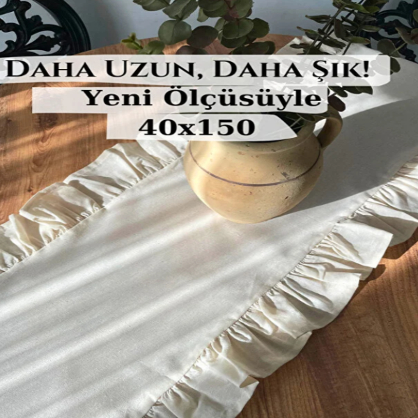 رانر چین دار 40 × 150 سانتی متر کتان و پنبه کامیز