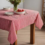 رومیزی چهارخانه پنبه ای 140 × 140 سانتی متر کامیز مدل Pötikare