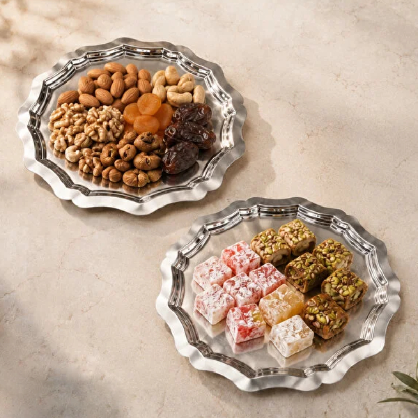 ست 2 عددی سینی سرو فلزی 24 سانتی متر وینو