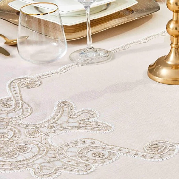 رومیزی توری 160 × 240 سانتی متر کاراجا هوم مدل Ades بژ