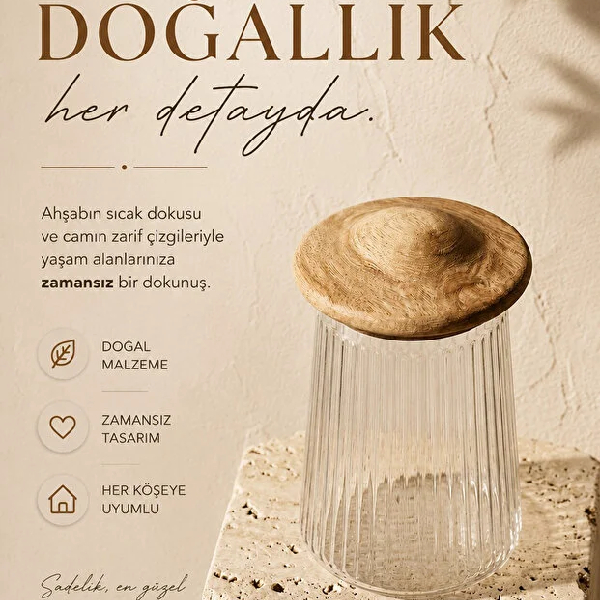 بانکه شیشه ای 950 میلی لیتر کیچن لایف مدل Akasya Mushroom