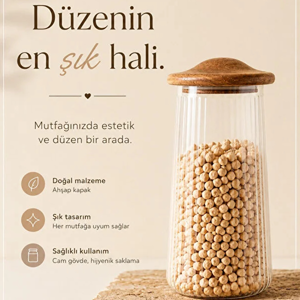 بانکه شیشه ای 1300 میلی لیتر کیچن لایف مدل Akasya Mushroom