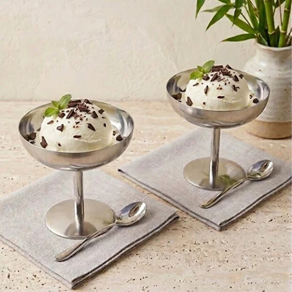 ست 2 عددی بستنی خوری پایه دار استیل کیچن لایف