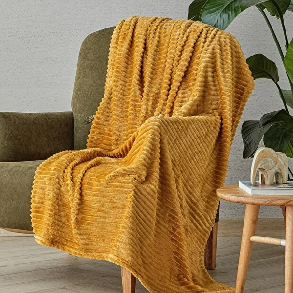 پتو یک نفره 120 × 160 سانتی متر انگلیش هوم مدل Cozy Oasis زرد