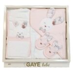ست حوله نوزاد 5 تکه GAYE bebe طرح خرگوش صورتی