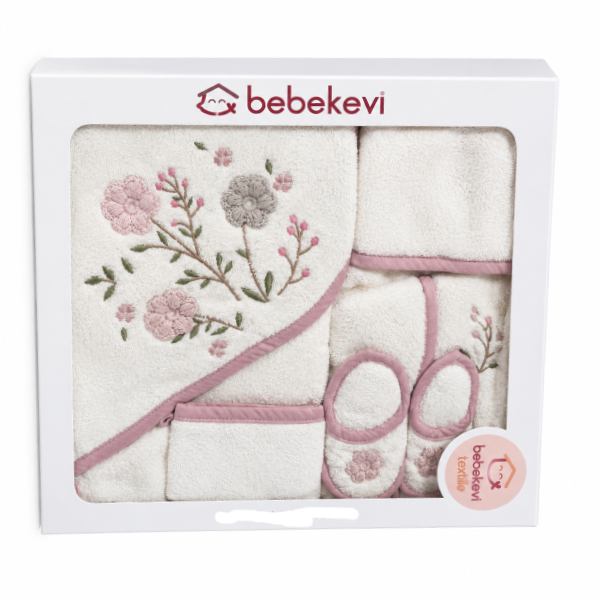 ست حوله نوزاد 5 تکه Bebekevi طرح گل