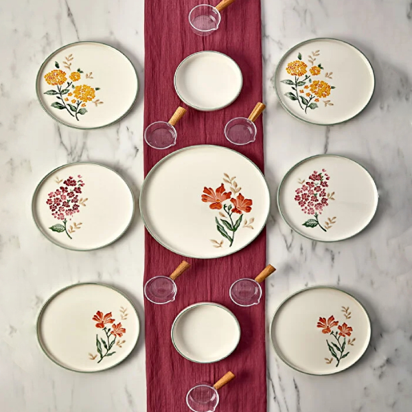 سرویس صبحانه خوری 15 پارچه 6 نفره کیچن لایف مدل Flowers