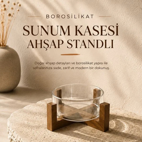 کاسه سرو سالاد و میوه شیشه ای پایه دار کیچن لایف مدل Akasya