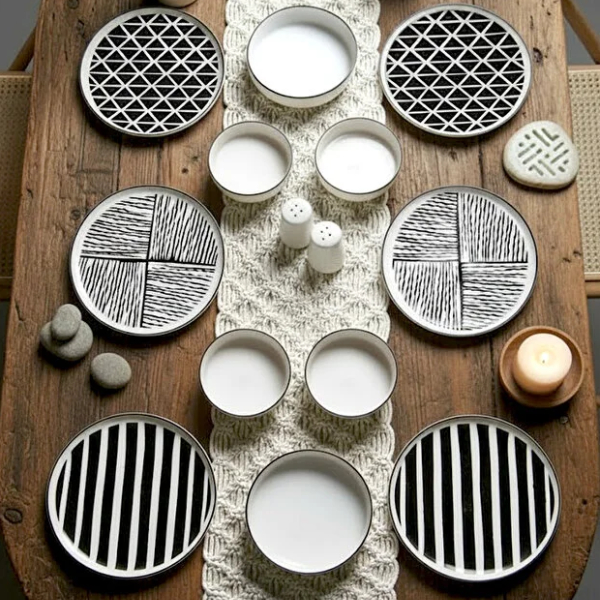 سرویس صبحانه خوری 12 پارچه 6 نفره کیچن لایف مدل Pop Black White