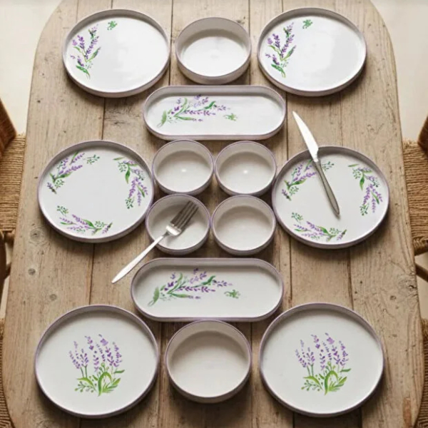 سرویس صبحانه خوری 14 پارچه 6 نفره کیچن لایف مدل Lavanta