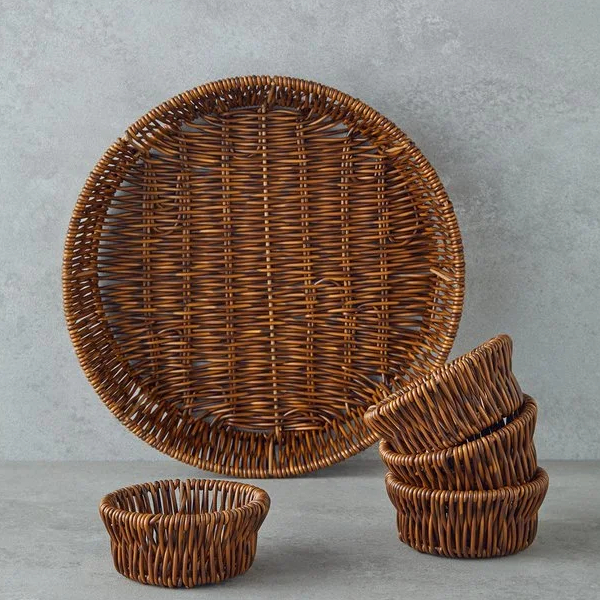 ست ظرف سرو 5 عددی حصیری انگلیش هوم مدل Boho