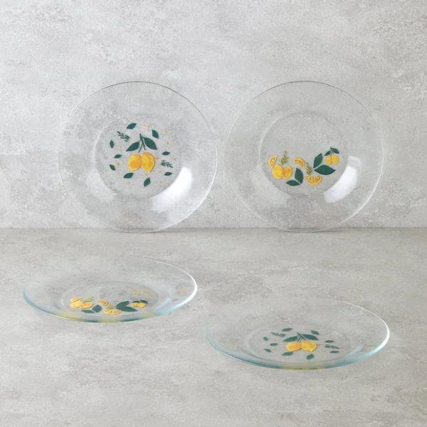 ست 4 عددی بشقاب سرو شیشه ای 19 سانتی متر انگلیش هوم مدل Lemon