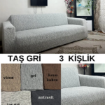 کاور کشی مبل سه نفره ژاکارد کانوی طوسی
