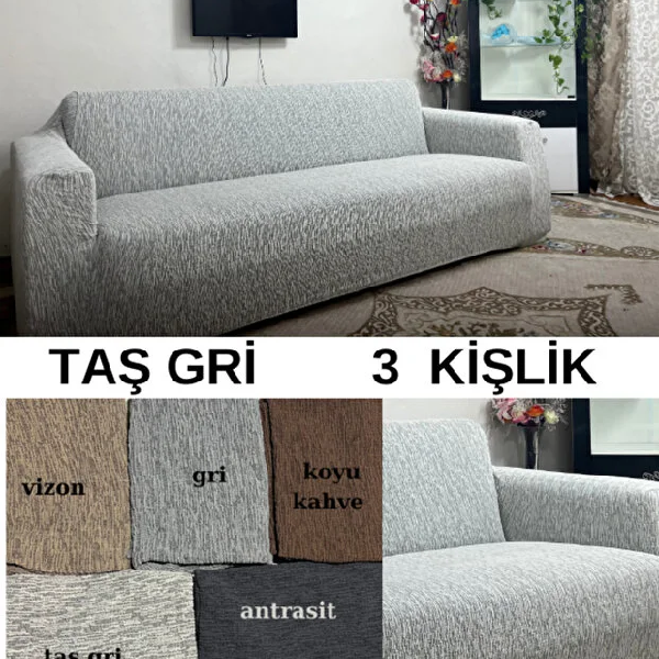 کاور کشی مبل سه نفره ژاکارد کانوی طوسی