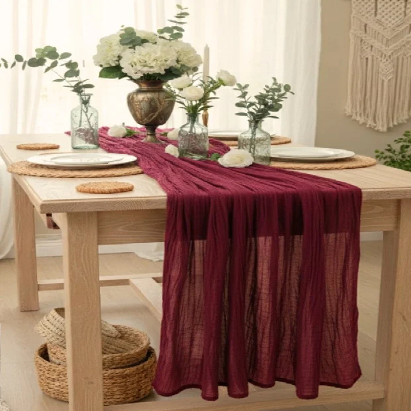 رانر رومیزی 90 × 200 سانتی متر کامیز مدل Bohem زرشکی