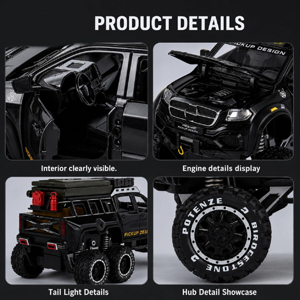 ماکت ماشین بنز وانت مدل X-Class 6×6 با کیسه خواب