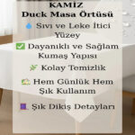 رومیزی 80 × 80 سانتی متر آب گریز و ضد لک کامیز مدل Duck سفید