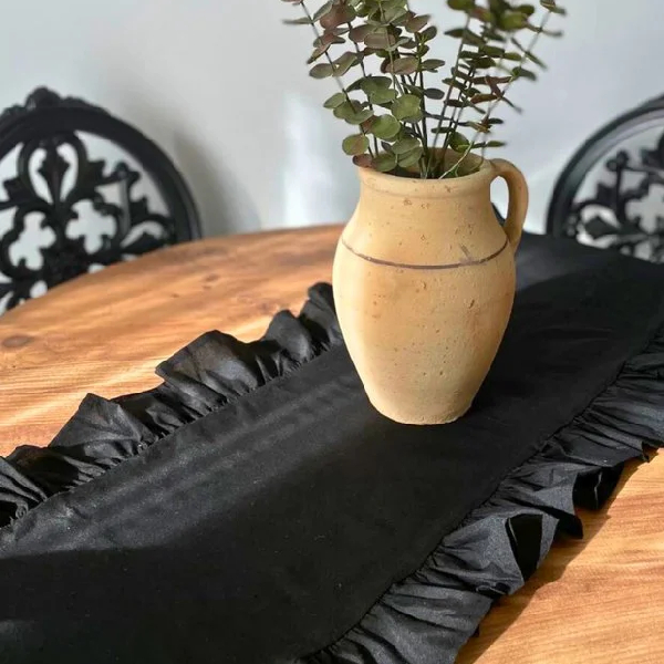 رانر رومیزی چین دار 40 × 110 سانتی متر کامیز مشکی