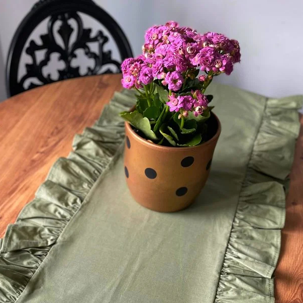 رانر رومیزی چین دار 40 × 110 سانتی متر کامیز سبز