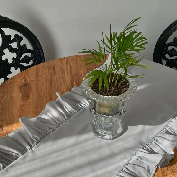 رانر رومیزی چین دار 40 × 110 سانتی متر کامیز طوسی